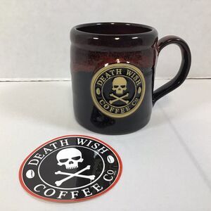Death Wish Coffee Co 2016 Deneen Pottery Camper Mug USA 16 oz and New Sticker